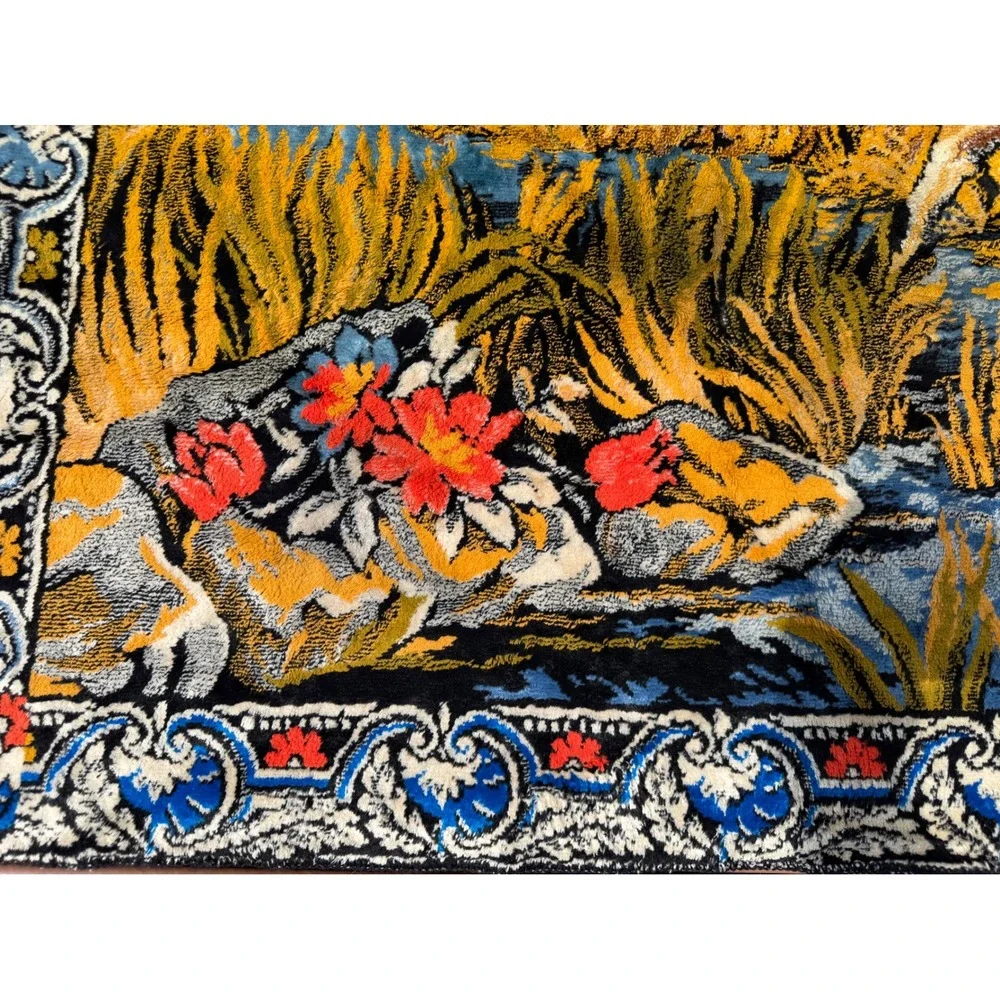 Vintage  Moose Tapestry Wall Hanging Scenic Wildlife Cabin Lodge Deco 68x47